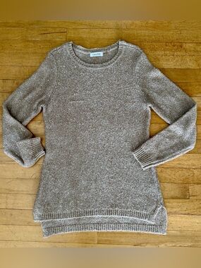 Calvin Klein Women's Gold Sequin Crewneck Knit Sweater